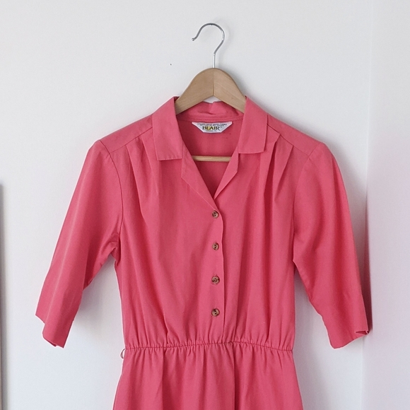 vintage 60s style pink button up shirt dress - Picture 4 of 13